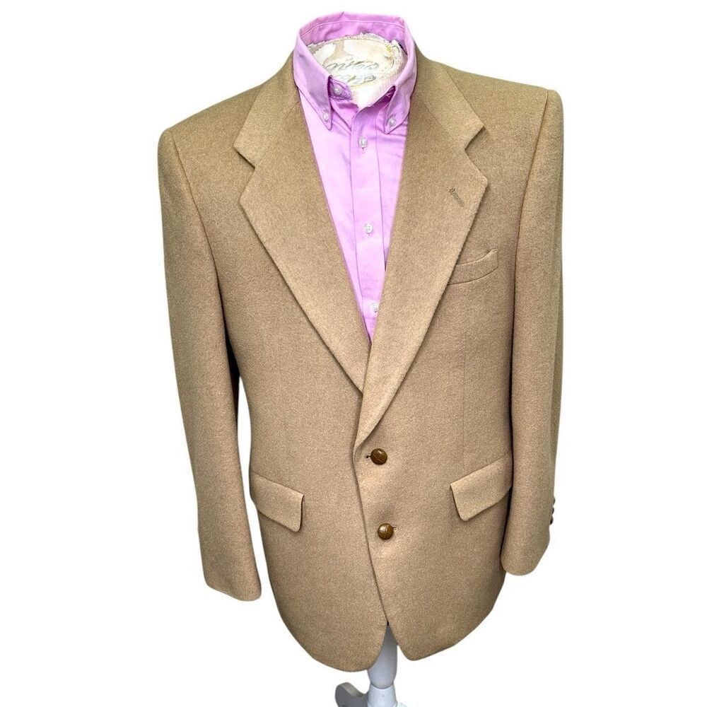 44R Vintage Kuppenheimer Soft Tan Camel Hair 2-Button Sport Coat Blazer Jacket